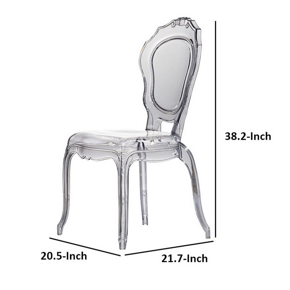 Benjara 22 Inch Side Dining Chair, Clear Smoke Finish, Classic Curved Backrest