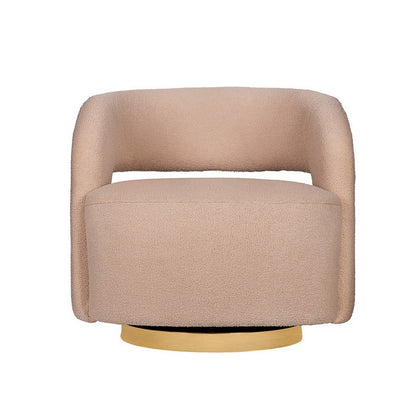 Benjara Xion 30 Inch Swivel Accent Chair, Brown Fabric Upholstery, Gold Iron Base