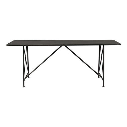 Benjara 79 Inch Dining Table, Black Rectangular Top, Sleek X Shaped Iron Legs