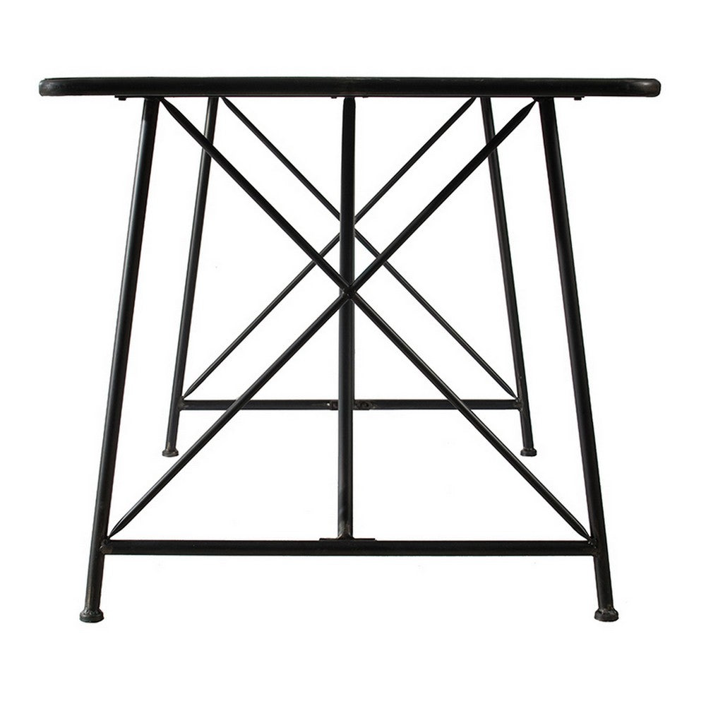 Benjara 79 Inch Dining Table, Black Rectangular Top, Sleek X Shaped Iron Legs