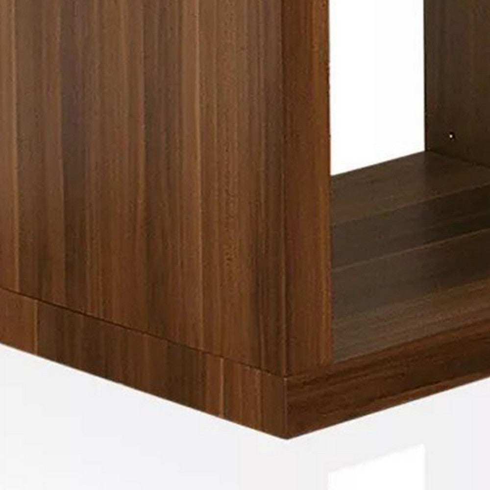 Benjara Bere 24 Inch Side End Table, Black Glass Top, Open Bottom Shelf, Brown Wood