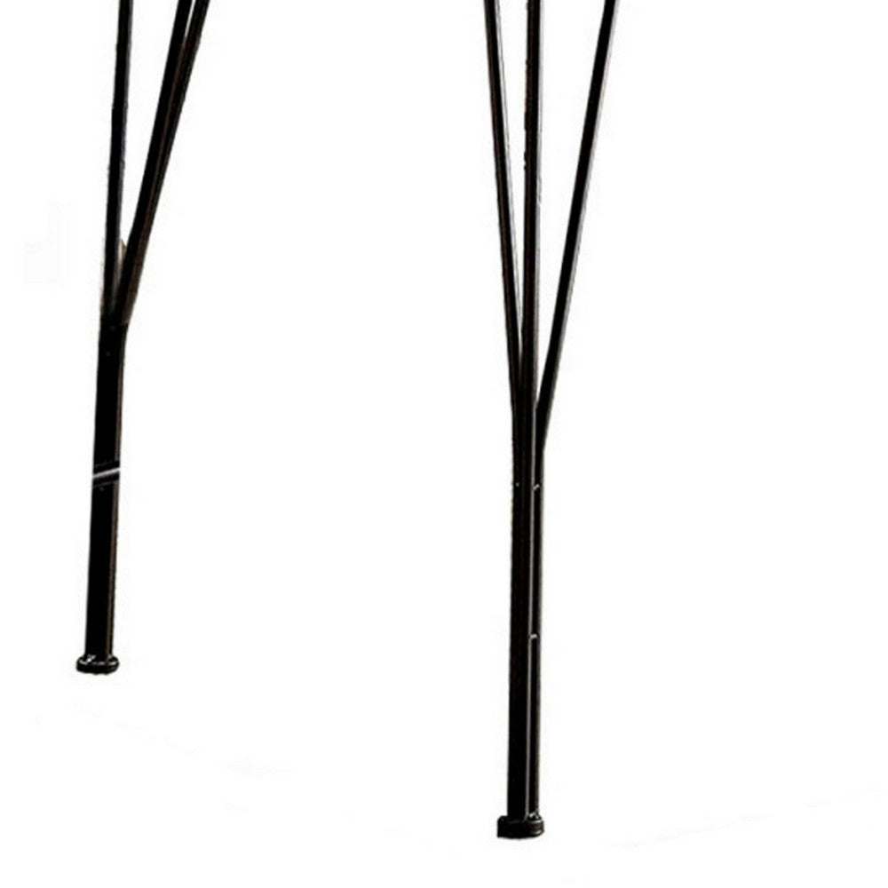 Benjara Leba 5 Piece Dining Table Set, 4 Chairs, Brown Wood Seat, Bronze Metal Legs