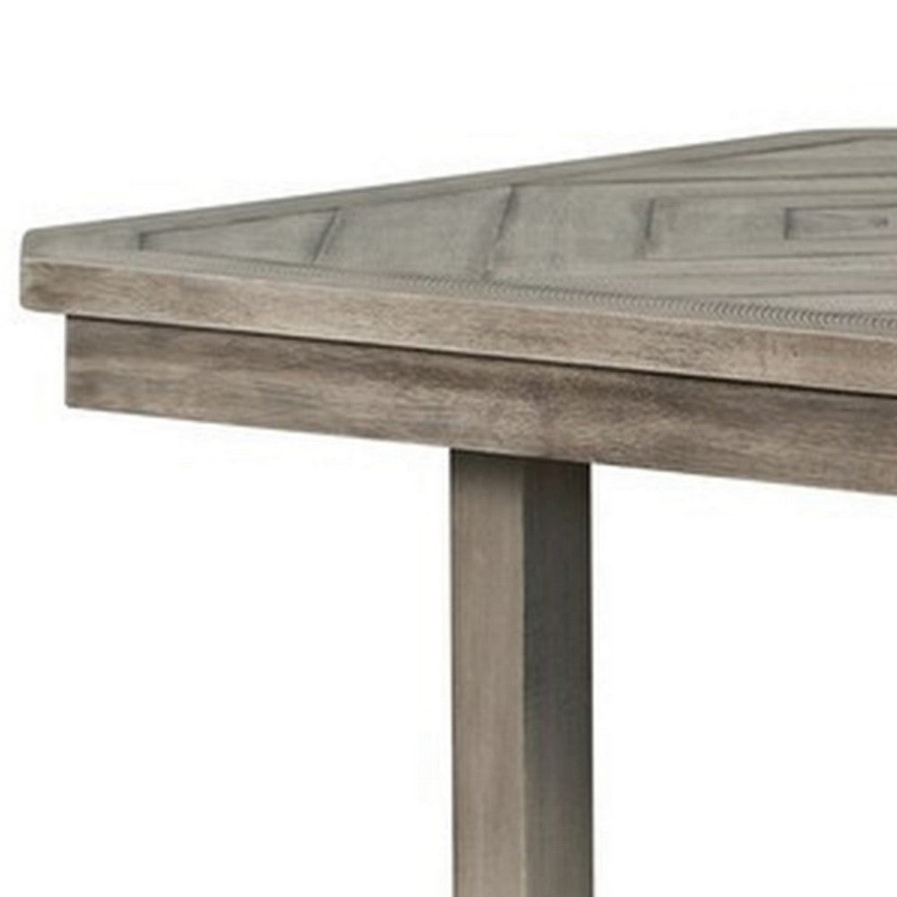 Benjara Lais 60 Inch Dining Table, Rectangular, Diamond Wood Grain Pattern, Gray