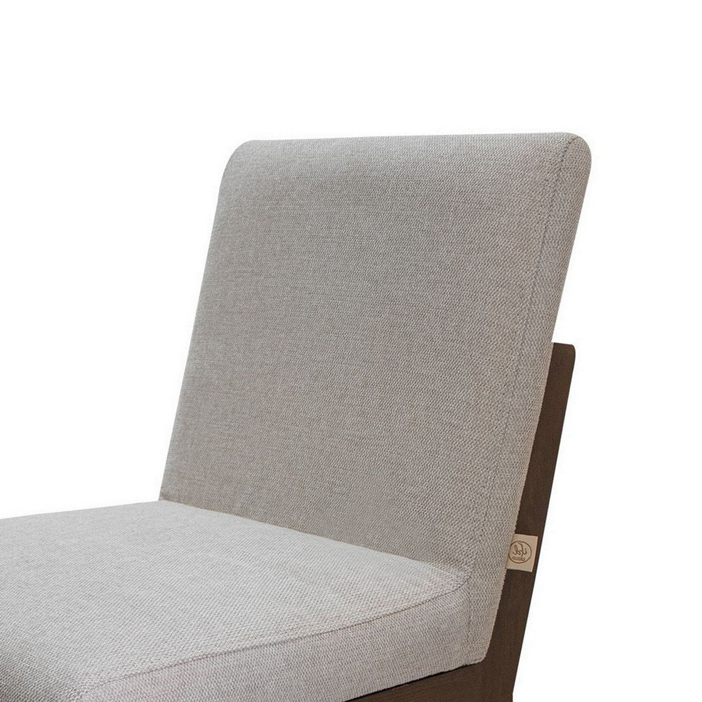 Benjara Umey 23 Inch Side Dining Chair Set of 2, Beige Fabric, Brown Solid Wood