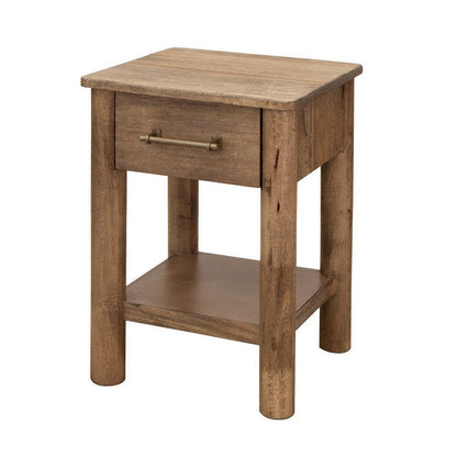 Benjara Olum 25 Inch Side End Table, 1 Drawer, Lower Shelf, Square Top, Wood, Brown