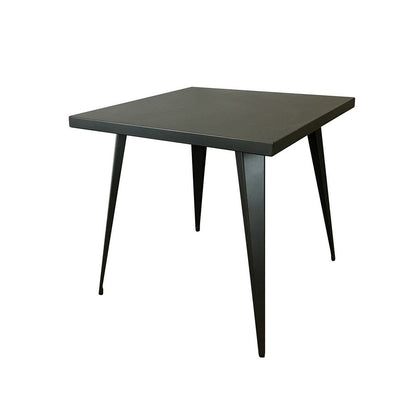 Benjara Oran 32 Inch Dining Table, Square Metal Top, Tapered Legs, Gray Finish