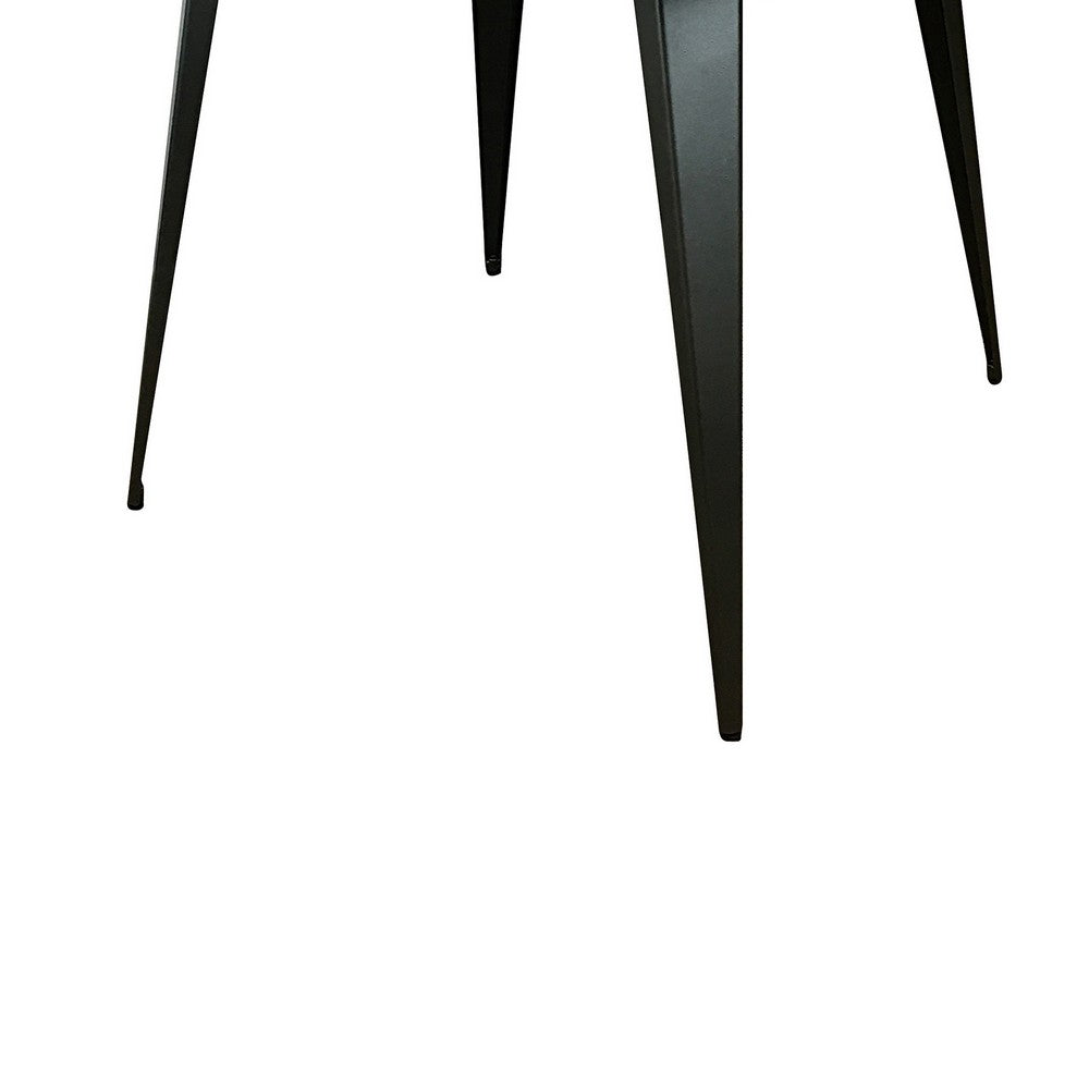 Benjara Oran 32 Inch Dining Table, Square Metal Top, Tapered Legs, Gray Finish