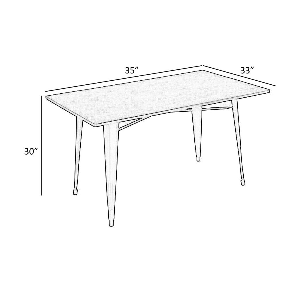 Benjara Matie 55 Inch Dining Table, Rectangular Wood Top, Metal Legs, Natural