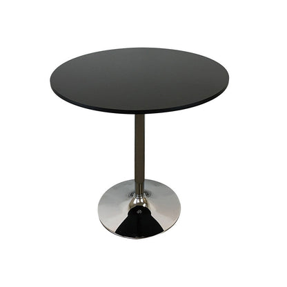 Benjara Mari 36 Inch Dining Table, Smooth Black Round Top And Stainless Steel Base