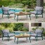 Benjara 3 Piece Outdoor Coffee Table And Chairs Set, Wood Planks, Gray, Green