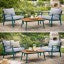 Benjara 3 Piece Outdoor Coffee Table And Chairs Set, Wood Planks, Gray, Green