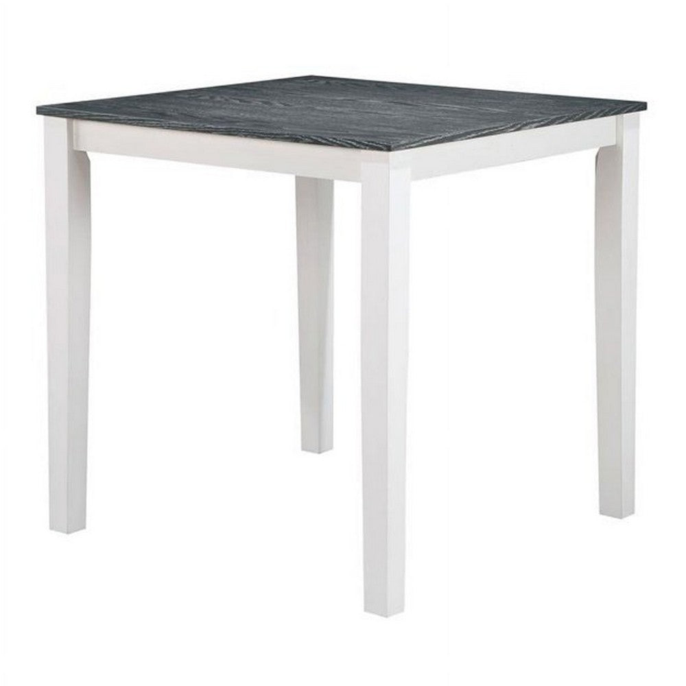 Benjara Helio 5 Piece Counter Height Dining Table And Chairs Set, White Wood, Gray