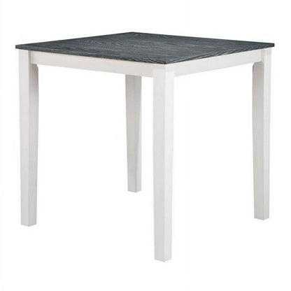 Benjara Helio 5 Piece Counter Height Dining Table And Chairs Set, White Wood, Gray