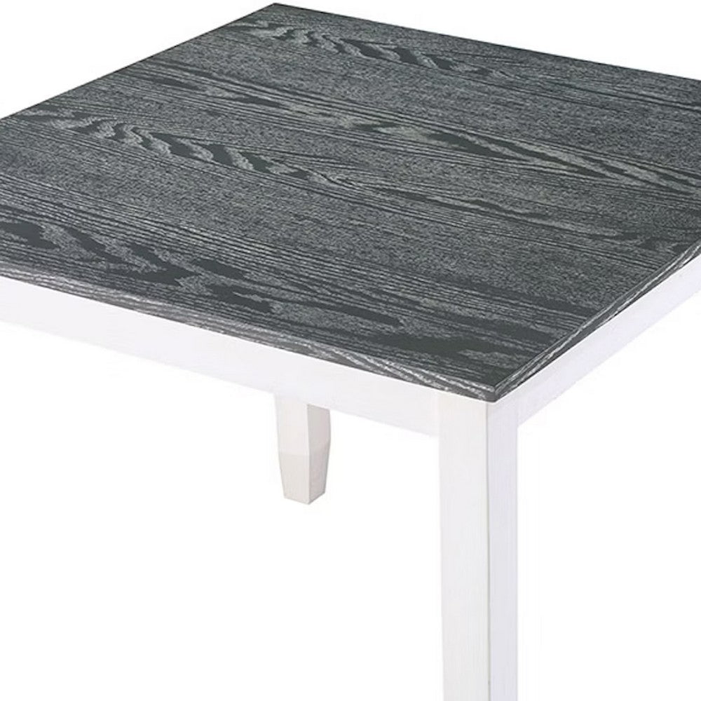 Benjara Helio 5 Piece Counter Height Dining Table And Chairs Set, White Wood, Gray