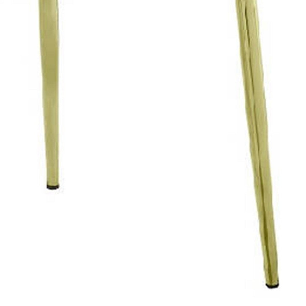 Benjara Inch 25 Inch Side Dining Chair Set of 2, White Teddy Sherpa, Gold Legs