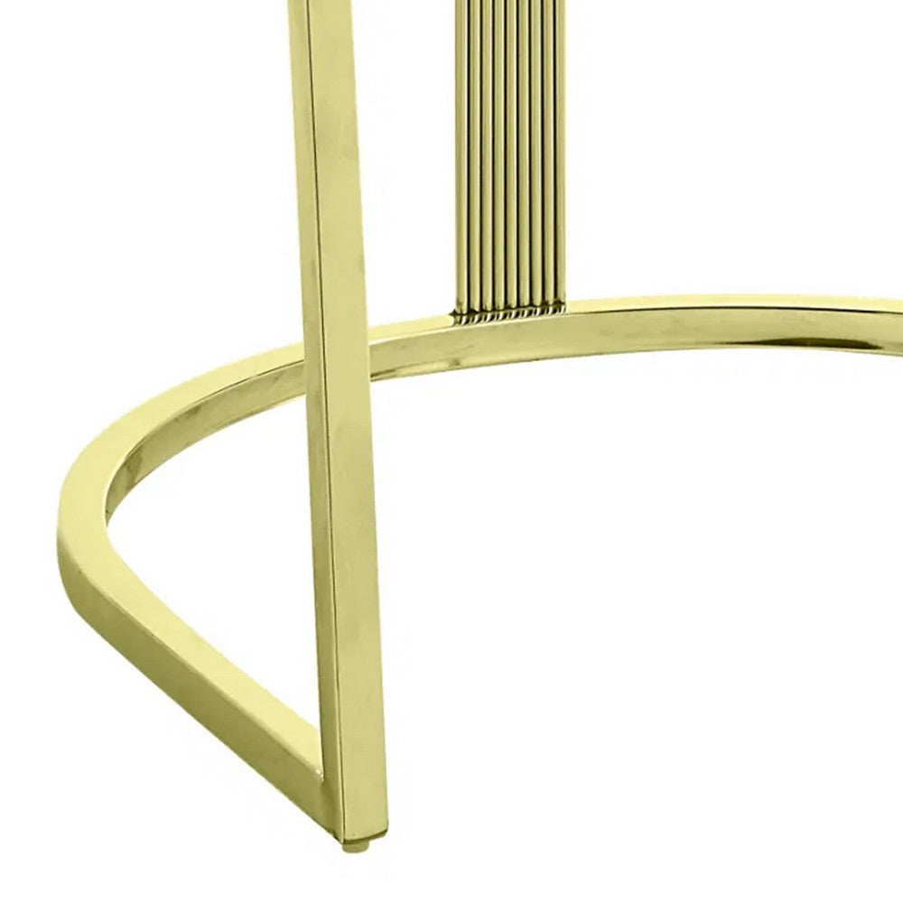 Benjara Verie 22 Inch Side Dining Chair, Gold Base, Padded Black Velvet