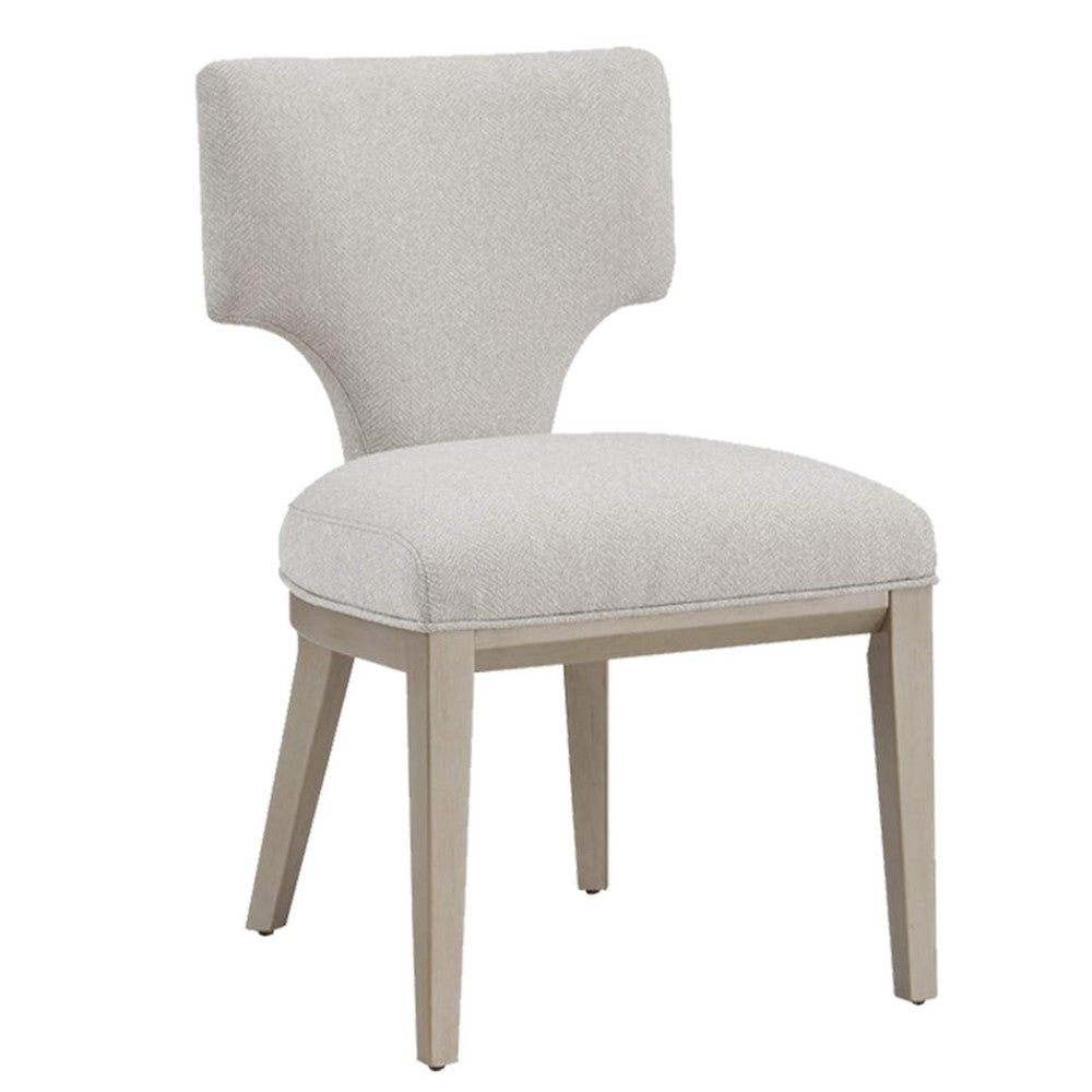 Benjara Kyna 21 Inch Side Dining Chair Set of 2, Curved Backrest, Champagne Linen