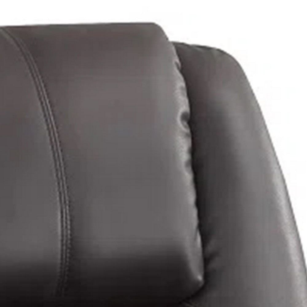 Benjara Evans 37 Inch Recliner Chair, Power Lift, 2 Cupholders, Brown Faux Leather