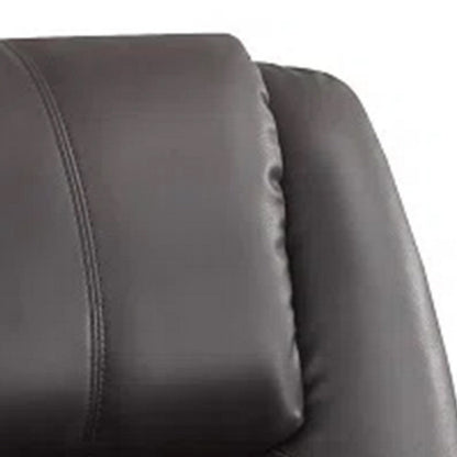 Benjara Evans 37 Inch Recliner Chair, Power Lift, 2 Cupholders, Brown Faux Leather