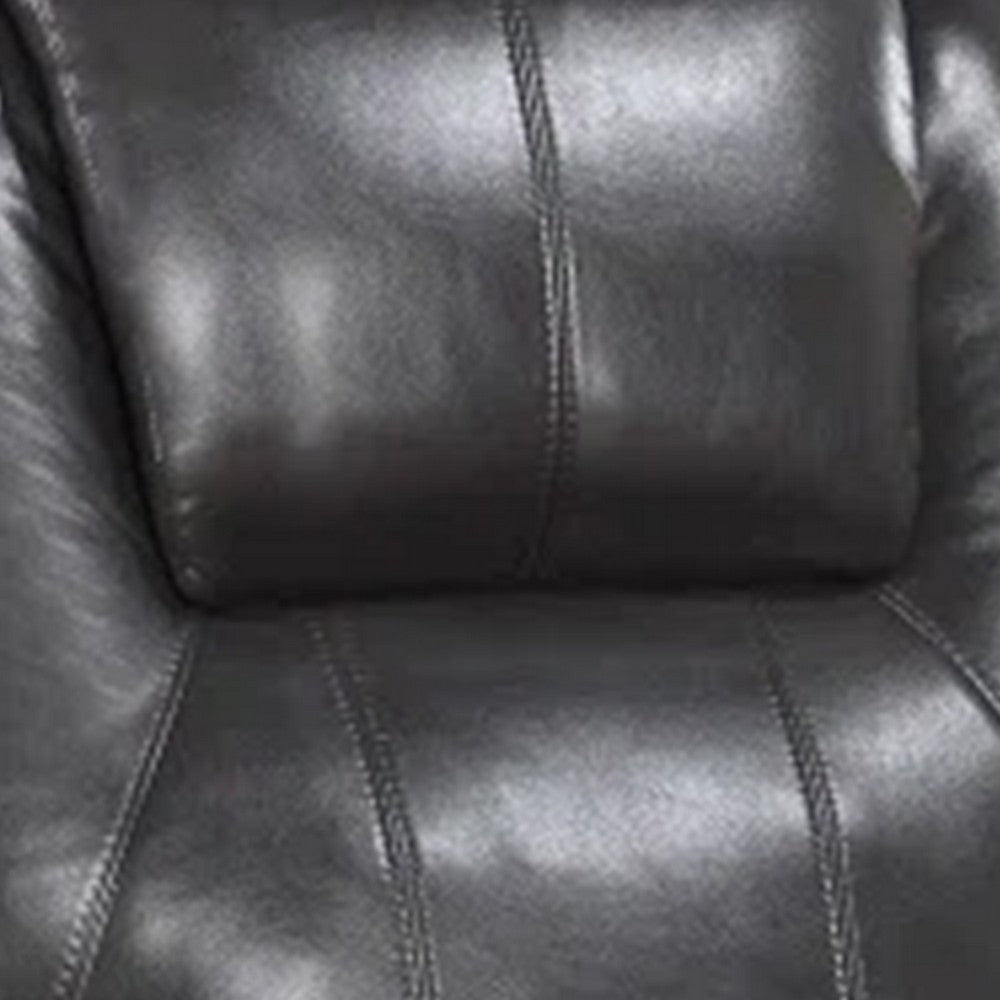 Benjara Evans 37 Inch Recliner Chair, Power Lift, Cupholders, Gray Faux Leather