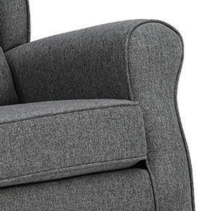 Benjara 34 Inch Rocking Chair, Wood Frame, Channel Tufted Gray Fabric Upholstery
