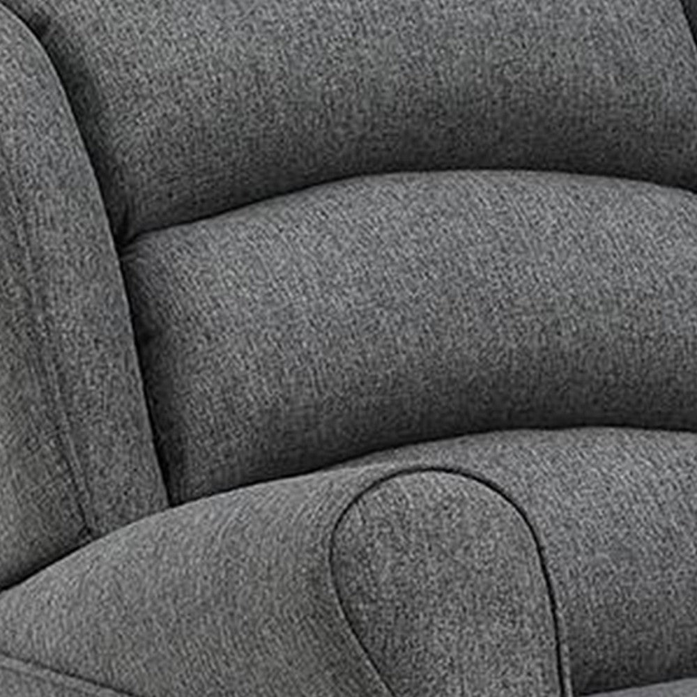 Benjara 34 Inch Rocking Chair, Wood Frame, Channel Tufted Gray Fabric Upholstery