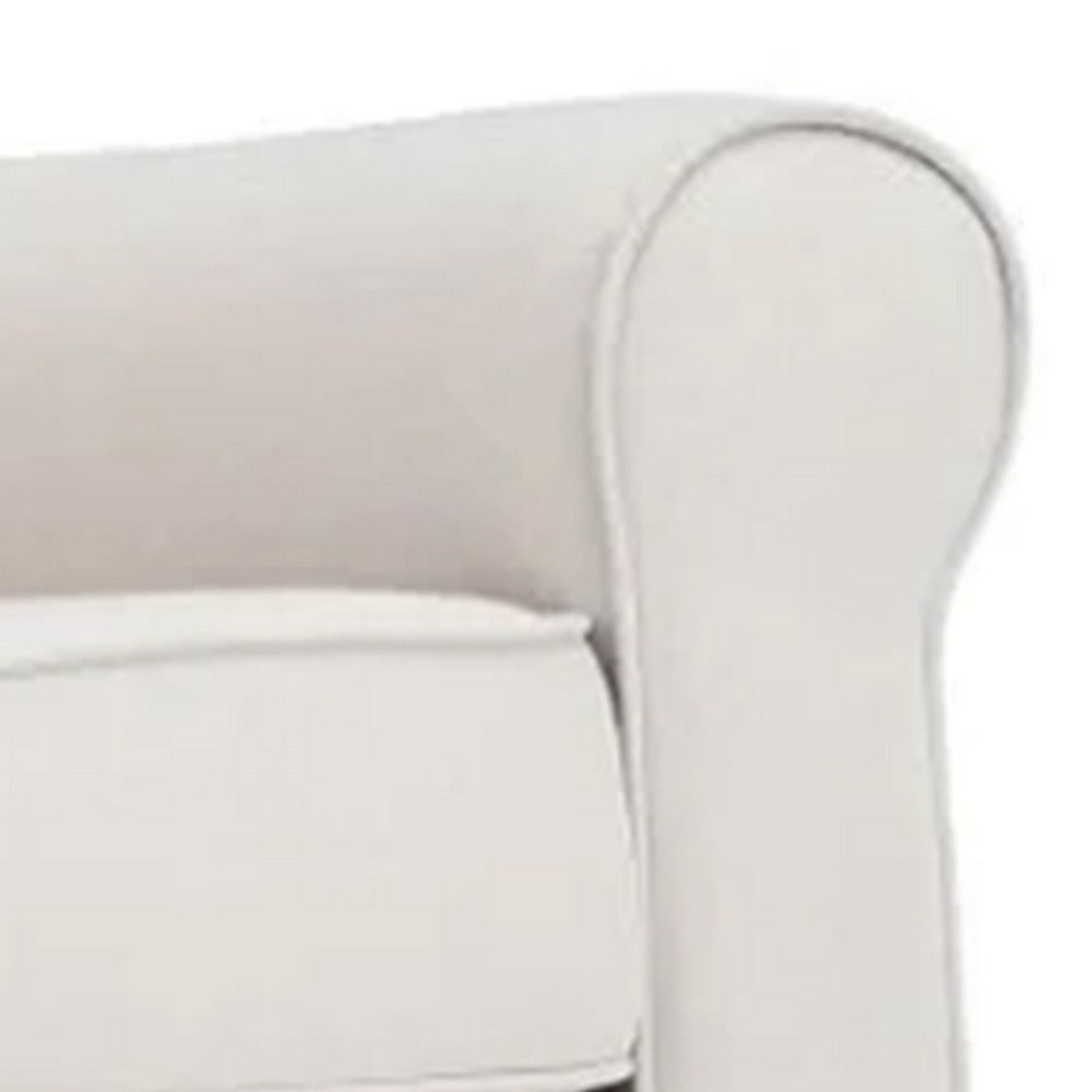 Benjara 37 Inch Rocking Chair, Pocket Coil Seat, Wood Frame, Soft Beige Upholstery