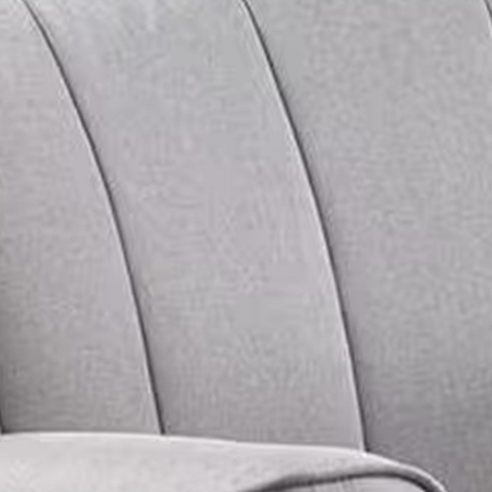Benjara 34 Inch Rocking Chair, Wood Frame, Vertical Channel Tufted Gray Linen