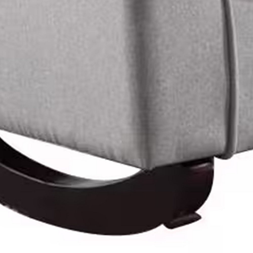 Benjara 34 Inch Rocking Chair, Wood Frame, Vertical Channel Tufted Gray Linen