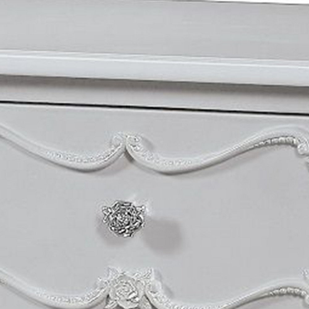 Benjara 26 Inch Nightstand Table with 1 Drawer, Rose Inlay, Queen Anne Legs, Gray