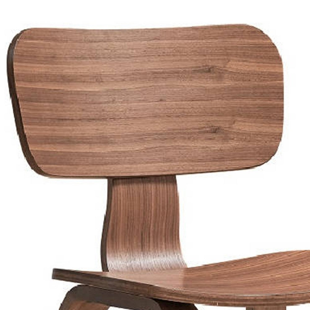 Benjara Aon 22 Inch Side Dining Chair Set of 2, Curved Back, Wood, Walnut Brown