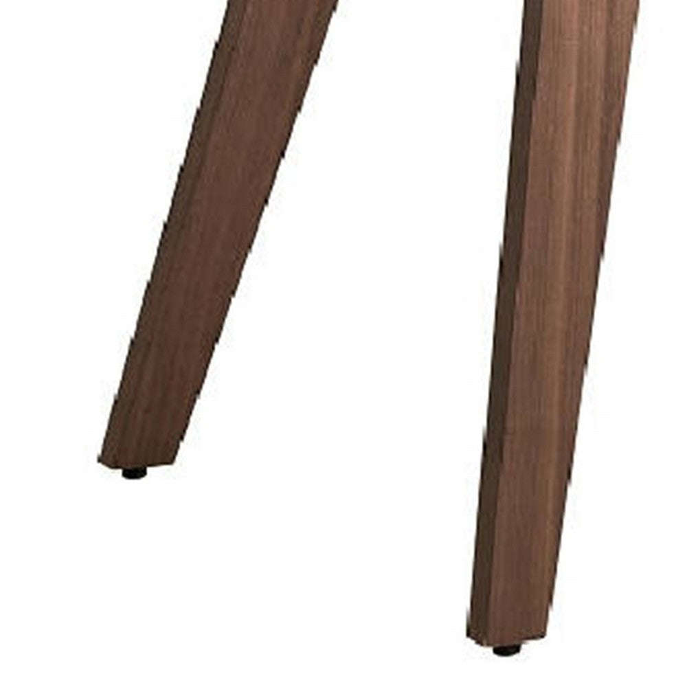 Benjara Aon 22 Inch Side Dining Chair Set of 2, Curved, White Boucle, Walnut Brown