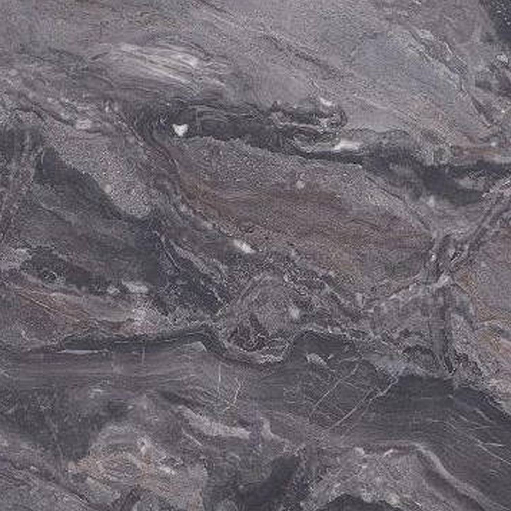 Benjara Evis 63 Inch Dining Table, Marble Grain Faux Stone Top, Walnut Brown Wood