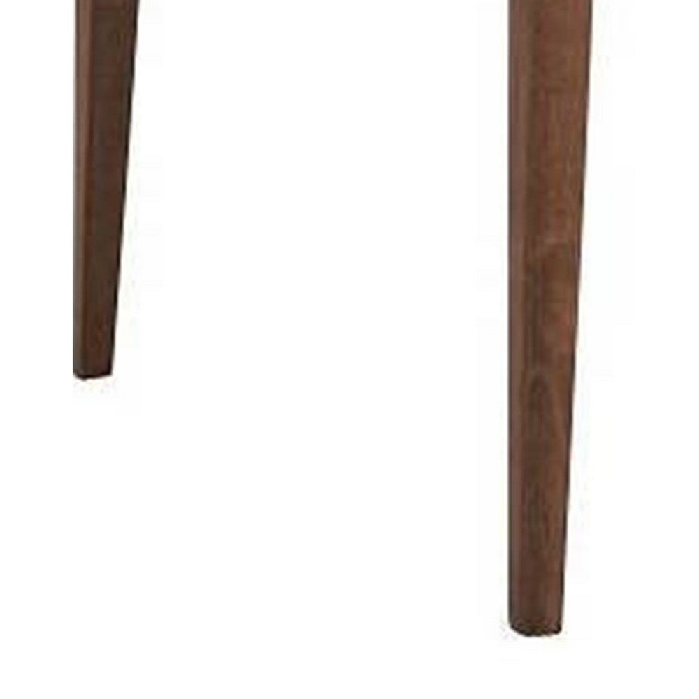 Benjara Evis 63 Inch Dining Table, Marble Grain Faux Stone Top, Walnut Brown Wood