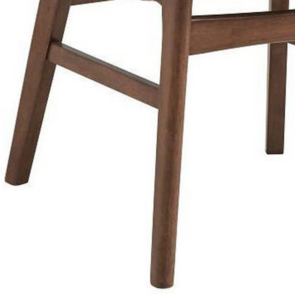 Benjara Evis 23 Inch Side Dining Chair Set of 2, Walnut Brown, Soft Green Fabric