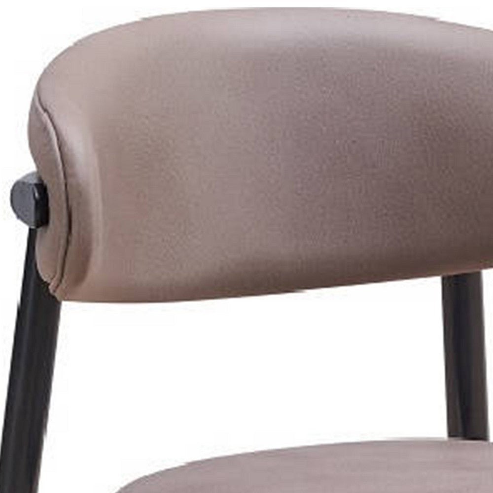 Benjara Anae 23 Inch Side Dining Chair Set of 2, Turned Legs, Gray Fabric, Black