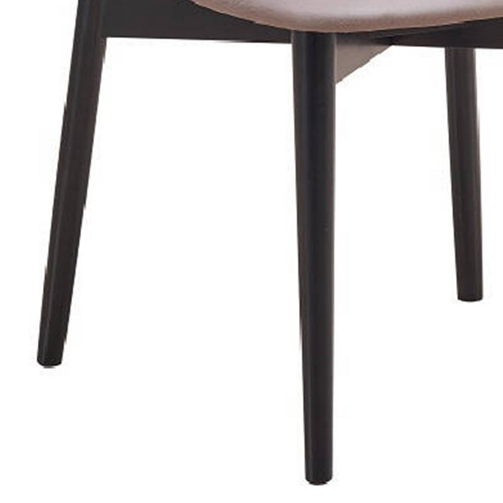 Benjara Anae 23 Inch Side Dining Chair Set of 2, Turned Legs, Gray Fabric, Black