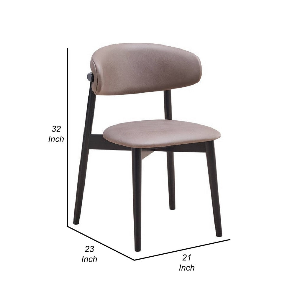 Benjara Anae 23 Inch Side Dining Chair Set of 2, Turned Legs, Gray Fabric, Black