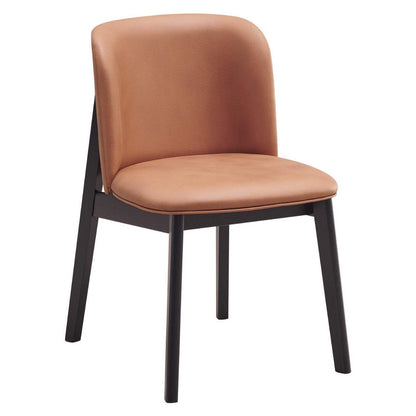 Benjara Iora 22 Inch Side Dining Chair Set of 2, Ergonomic, Brown Fabric, Black