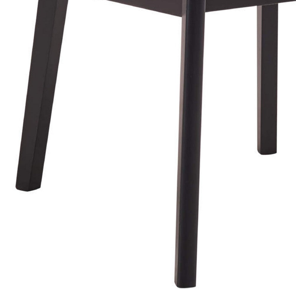 Benjara Iora 22 Inch Side Dining Chair Set of 2, Ergonomic, Brown Fabric, Black