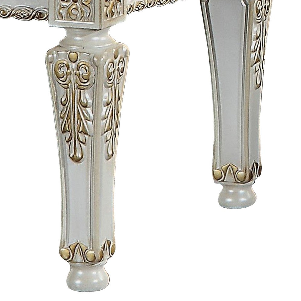 Benjara Doe 27 Inch Side Dining Chair Set of 2, Nailhead, Tufted White Faux Leather
