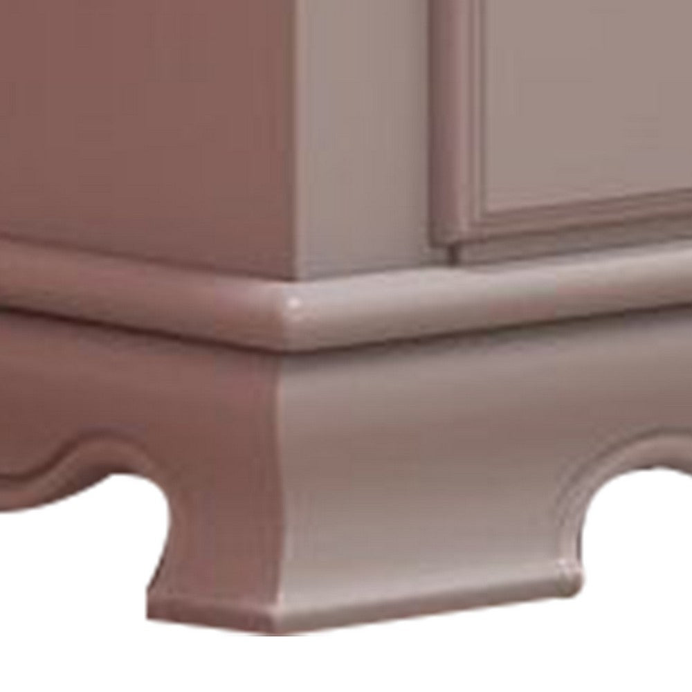 Benjara Auri 27 Inch Nightstand with 2 Drawer, Molded Trim Floral Motifs, White