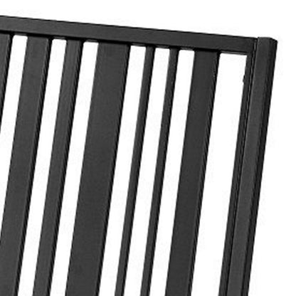 Benjara Nori 24 Inch Side Dining Chair Set of 2, Slatted Back, Faux Leather, Black