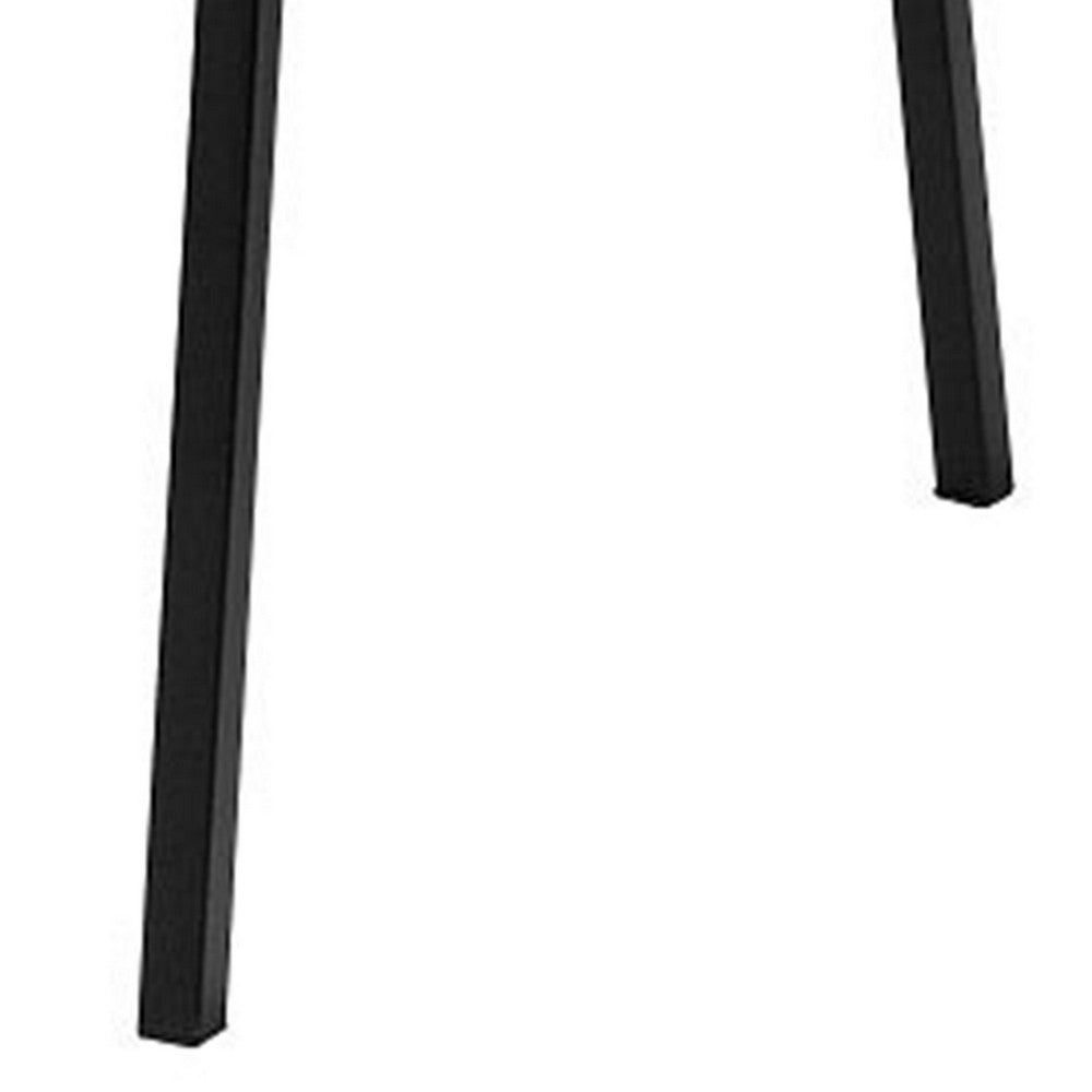 Benjara Nori 24 Inch Side Dining Chair Set of 2, Slatted Back, Faux Leather, Black