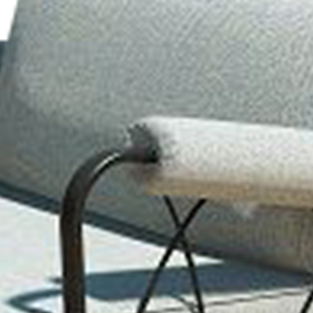 Benjara Rain 33 Inch Patio Side Chair, Armless, Sectional, Black Metal, Gray Fabric