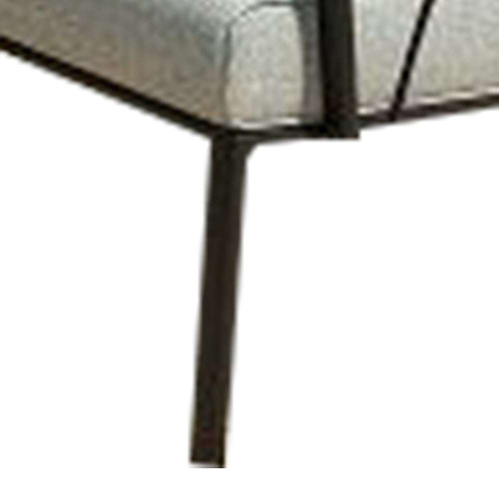 Benjara Rain 33 Inch Patio Side Chair, Armless, Sectional, Black Metal, Gray Fabric