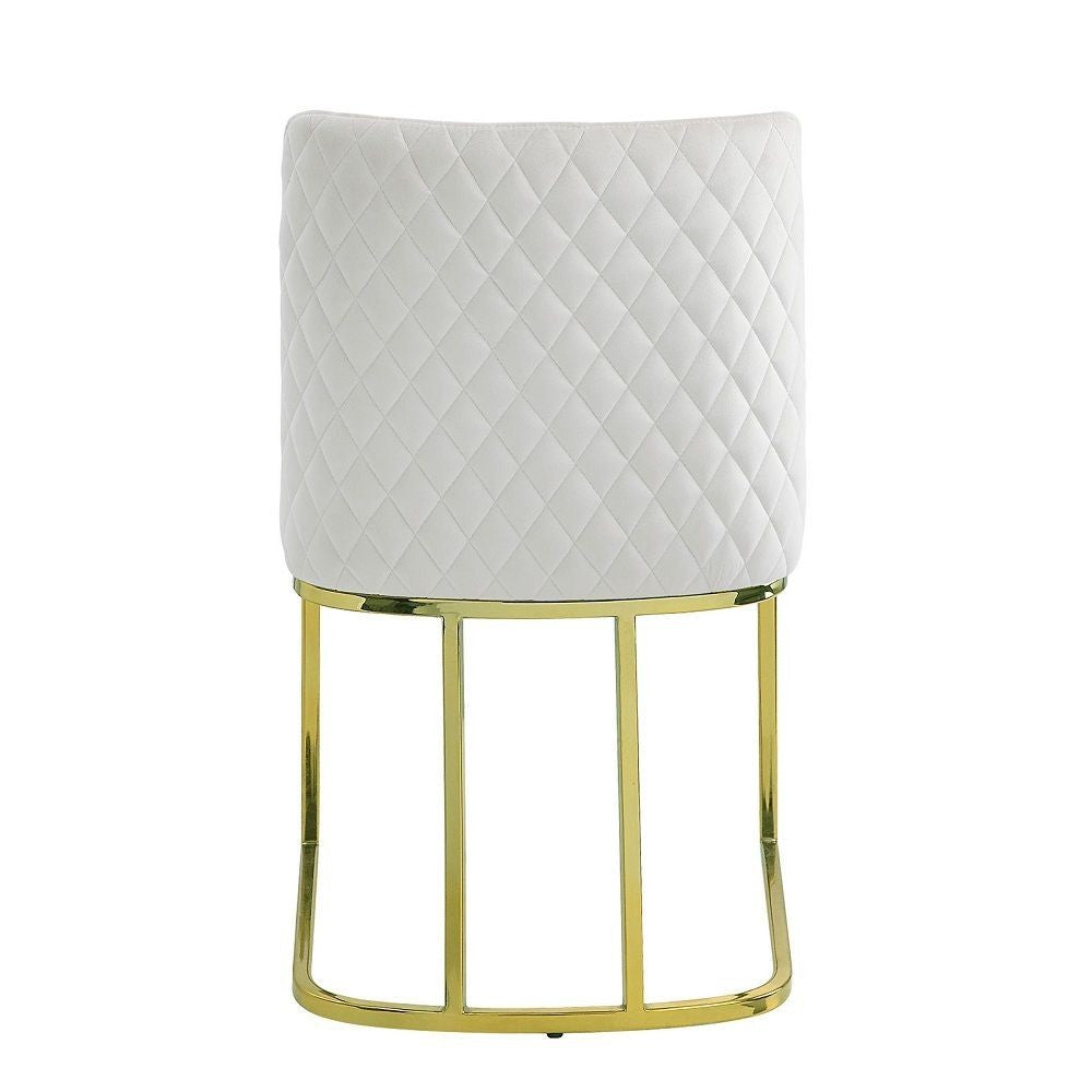 Benjara 24 Inch Side Dining Chair Set of 2, Soft Off White Velvet, Gold Metal Base
