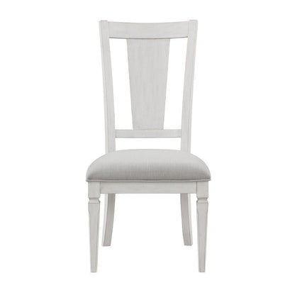 Benjara Kate 24 Inch Side Dining Chair Set of 2, Light Gray Linen, White Wood Frame