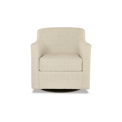 Benjara Leena 35 Inch Swivel Accent Chair, Soft Beige Linen Polyester, Reversible