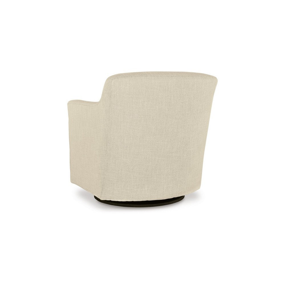 Benjara Leena 35 Inch Swivel Accent Chair, Soft Beige Linen Polyester, Reversible